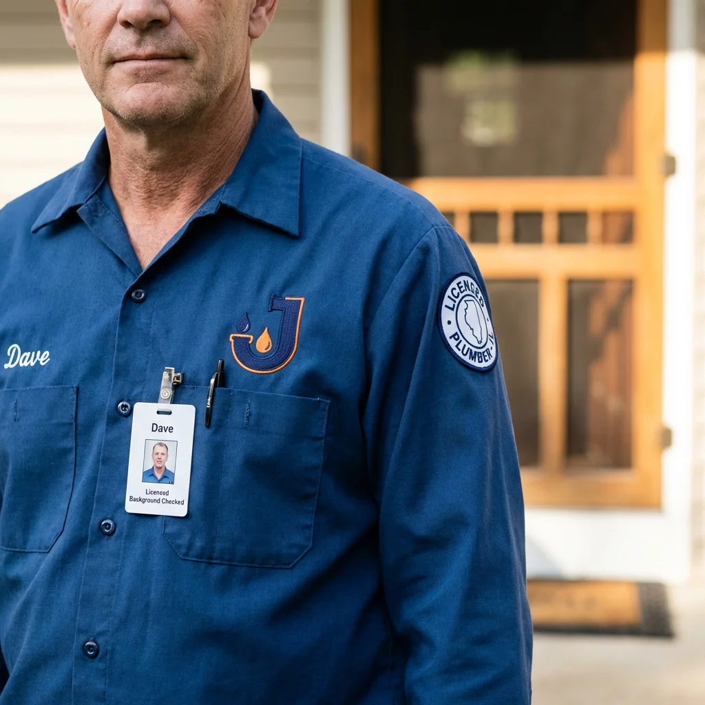 Licensed plumber showing ID badge in Rocky Top, TN