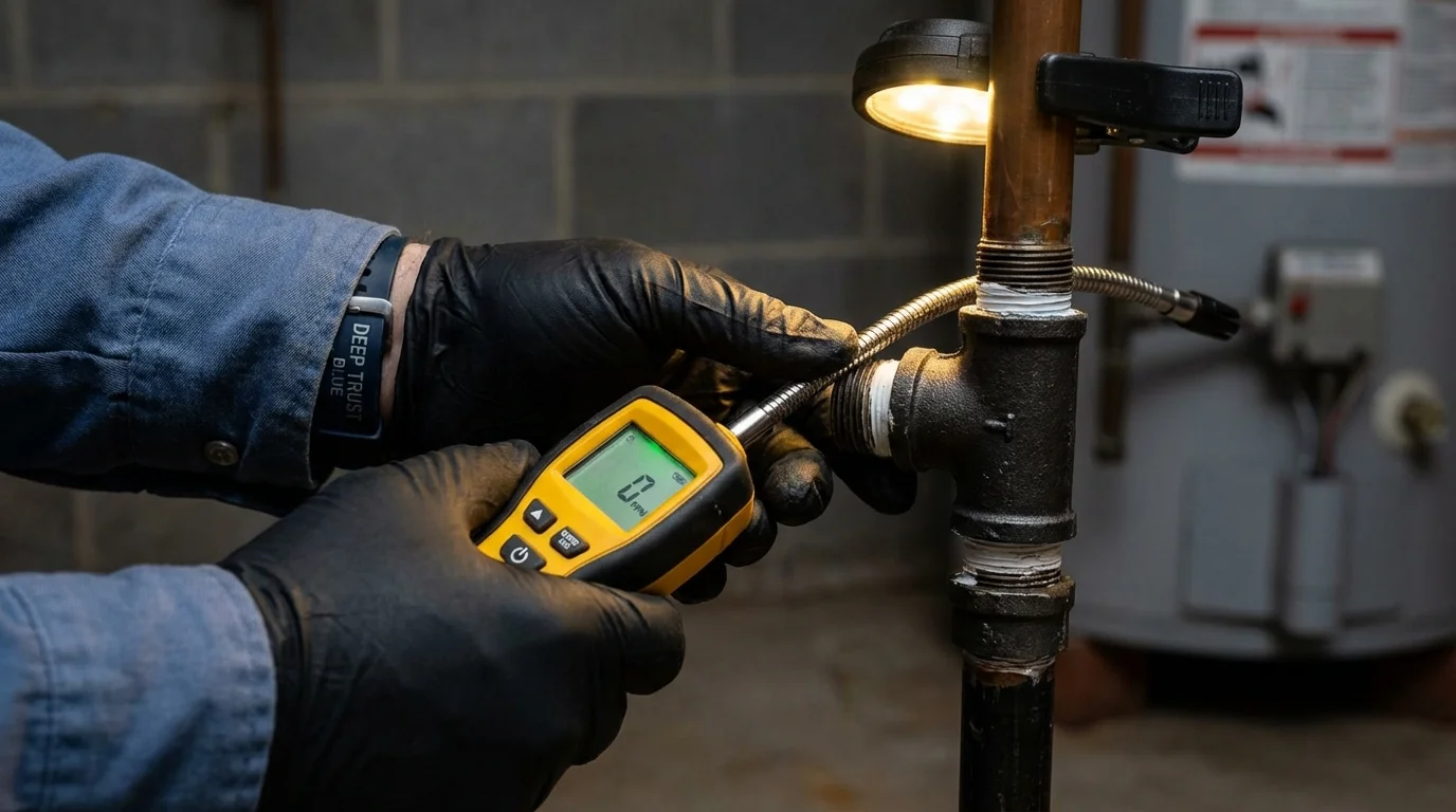 Gas leak detection with electronic sniffer by Johns Plumbing LLC in Rocky Top