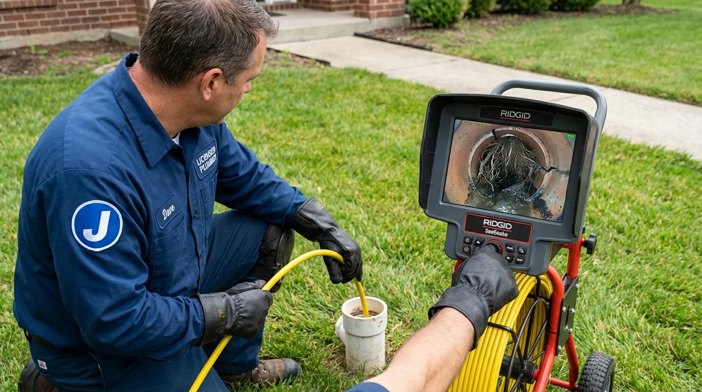 Sewer camera inspection being performed by Johns Plumbing LLC in Rocky Top