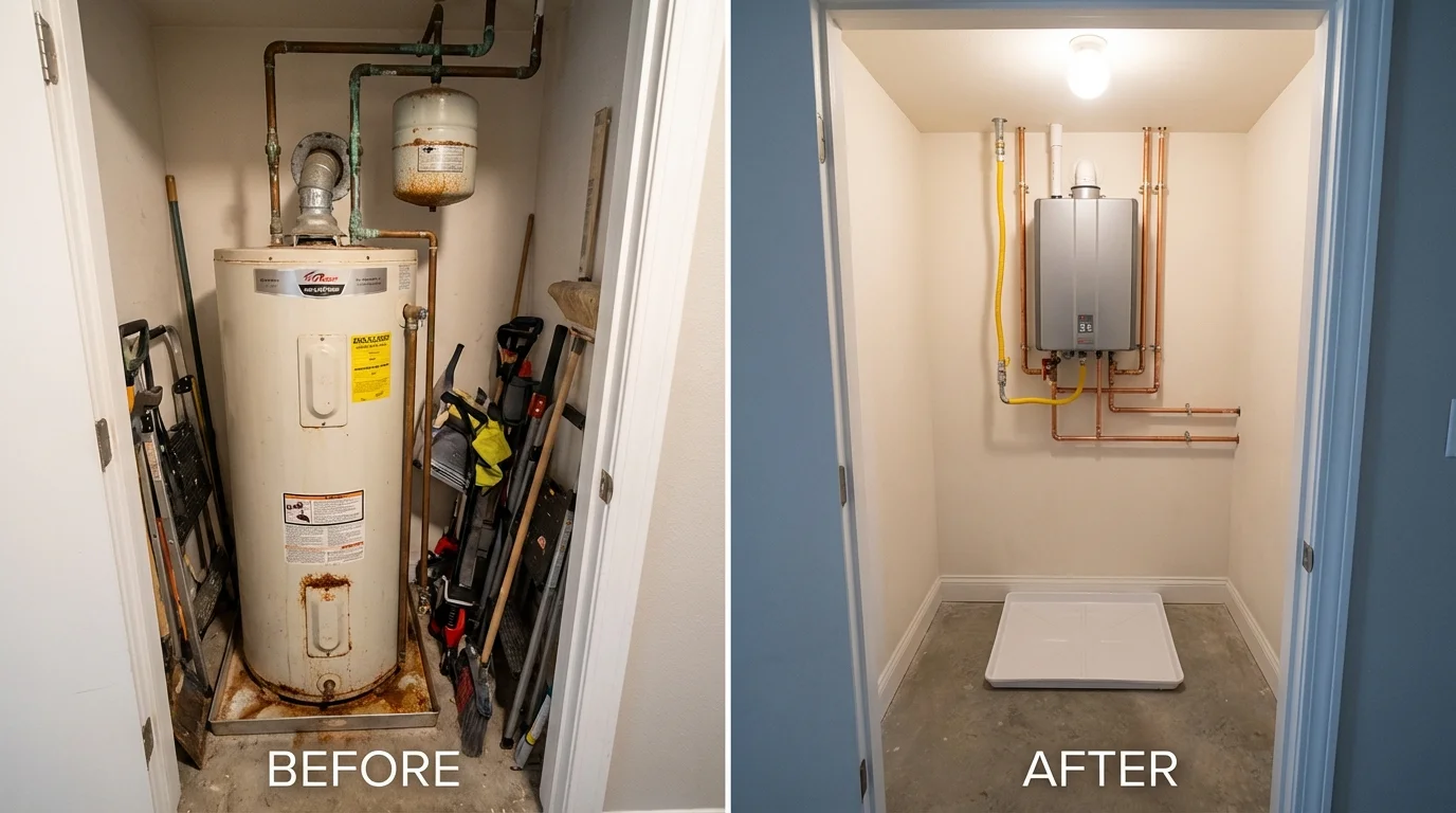 Tank water heater versus wall-mounted tankless unit comparison for Rocky Top, TN homeowners